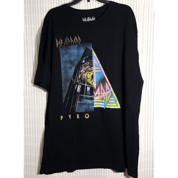 Def Leppard Pyro TShirt for Men 2XLB Big Size Black Crew Neck 100% Cotton - Picture 1 of 7